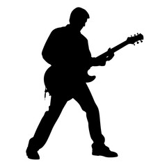 

silhouette of a person with a guitar