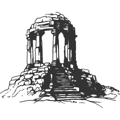 Old Temple Vintage Illustration Vector