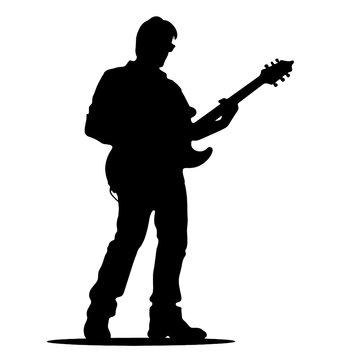 

silhouette of a person with a guitar