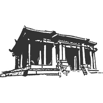 Old Temple Vintage Illustration Vector