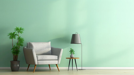 A light mint green wall with a satin sheen, bringing a refreshing and invigorating feel to the environment.
