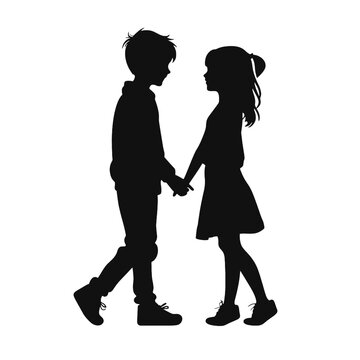 boy and girl in love silhouette  