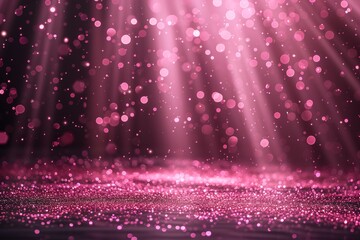 Luxurious pink stage with shimmering silver accents and sparkling lights and bokeh.