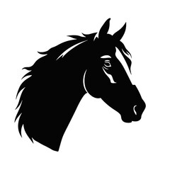 Horse head silhouette icon in black color. Vector template.