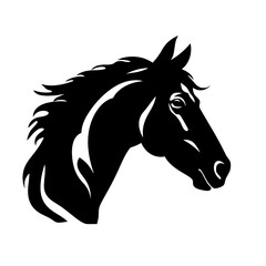 Horse head silhouette icon in black color. Vector template.