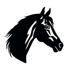 Horse head silhouette icon in black color. Vector template.