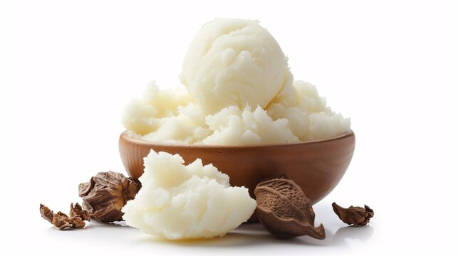 Shea butter isolated on a plain background.
