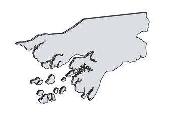 Guinea Bissau 3D Outline Silhouette Map
