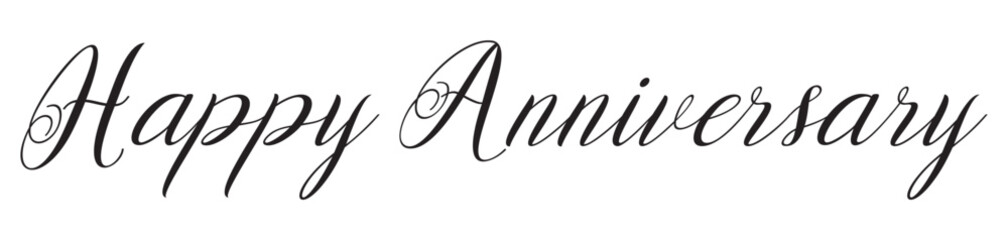 Happy Anniversary calligraphic lettering design celebrate card template. with black color. Birthday or wedding anniversary celebration poster isolated on white background in eps 10.