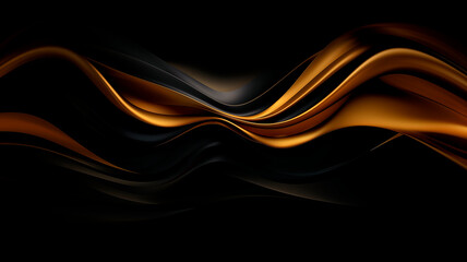 Three-dimensional gold with black background. Gold and black waves wallpaper. Black and gold abstract background. Abstract wallpaper