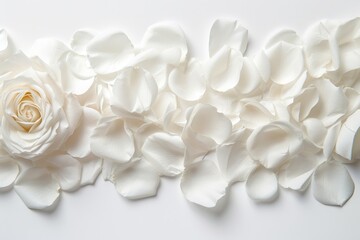 Fototapeta na wymiar White flower arrangement with white roses on a white backdrop