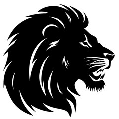 Lion Face, Silhouettes Lion Face SVG, black and white lion vector