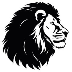 Lion Face, Silhouettes Lion Face SVG, black and white lion vector