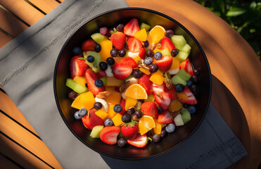 bowl of fruit salad  from above