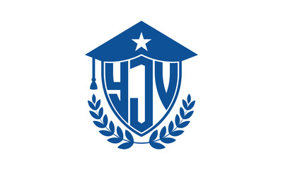 YJV three letter iconic academic logo design vector template. monogram, abstract, school, college, university, graduation cap symbol logo, shield, model, institute, educational, coaching canter, tech