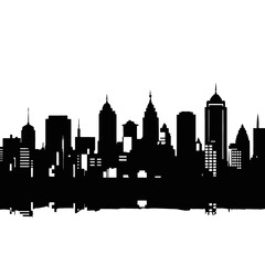 Silhouette of city with black color on white background