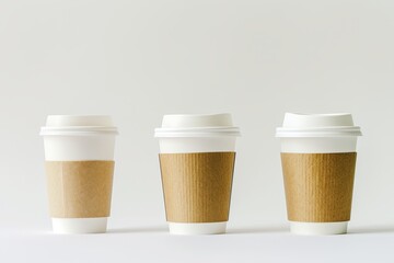 Various to go coffee cups on white backdrop