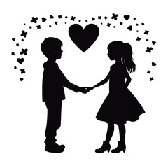 
boy and girl in love silhouette