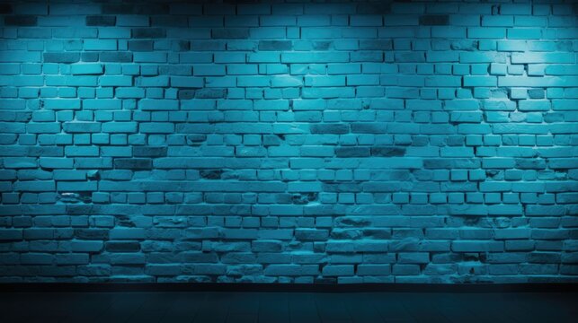The background of the brick wall is in Cyan color.
