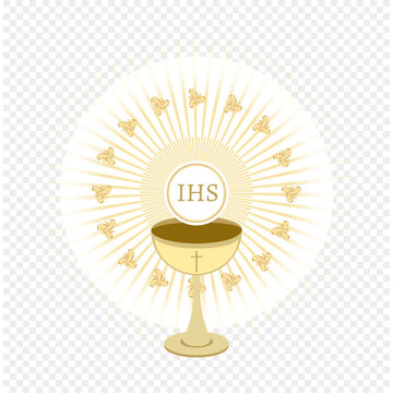 Vector chalice and flowers with sun and IHS lettering