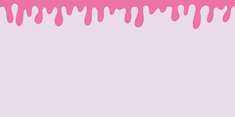 Cute pink drip liquid background, vector border design - obrazy, fototapety, plakaty