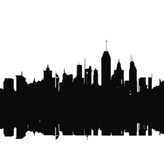 Silhouette of city with black color on white background