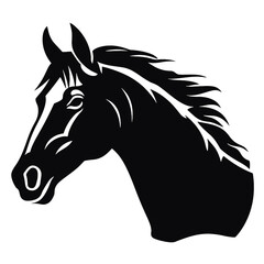 Fototapeta premium Horse head silhouette icon in black color. Vector template.