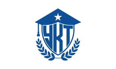YKT three letter iconic academic logo design vector template. monogram, abstract, school, college, university, graduation cap symbol logo, shield, model, institute, educational, coaching canter, tech