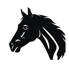 Horse head silhouette icon in black color. Vector template.