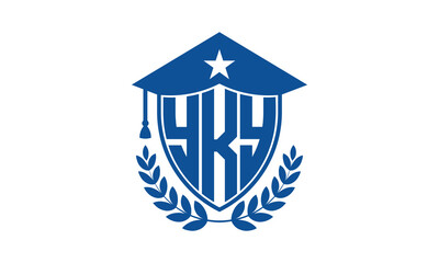 YKY three letter iconic academic logo design vector template. monogram, abstract, school, college, university, graduation cap symbol logo, shield, model, institute, educational, coaching canter, tech