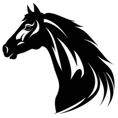 Horse head silhouette icon in black color. Vector template.