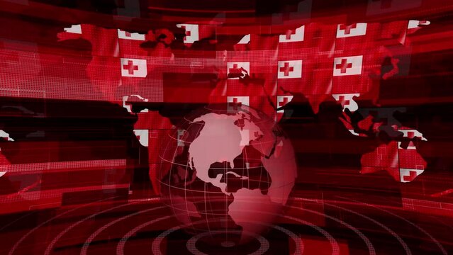Tonga flag news technology earth map animated background