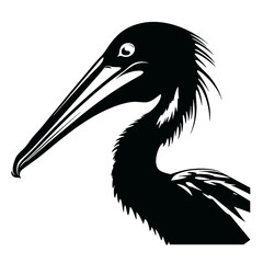 
Vector image of pelican silhouette