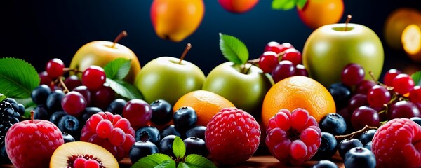 Obraz na płótnie Canvas abstract colourful fruits background , fruits website banner background