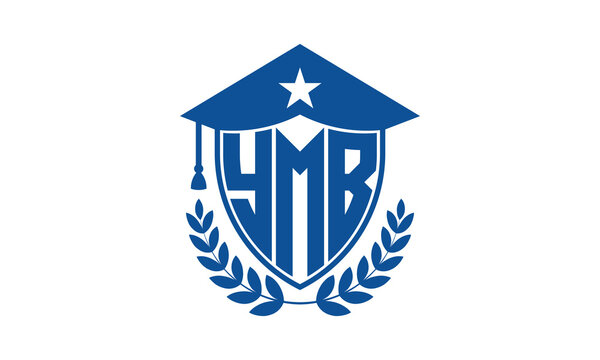 YMB three letter iconic academic logo design vector template. monogram, abstract, school, college, university, graduation cap symbol logo, shield, model, institute, educational, coaching canter, tech