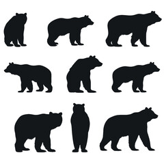 Silhouette bear isolated on white background