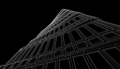 View of modern architecture 3d illustration