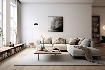 A minimalist approach to Scandinavian design, with a focus on functionality and simplicity in the living room.