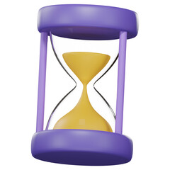 3d realistic sandclock illustration, hourglass with sand running inside, render watch, timer logo icon and symbol