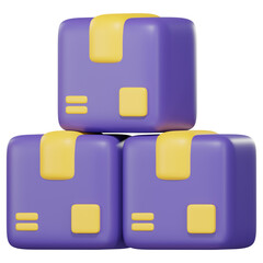 3 box or delivery package isolated. minimal icon. 3d rendering