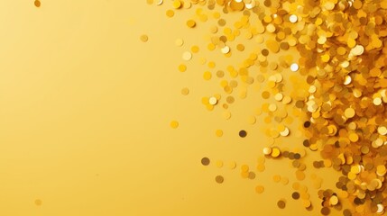 The background of the confetti scattering is in Mustard color.