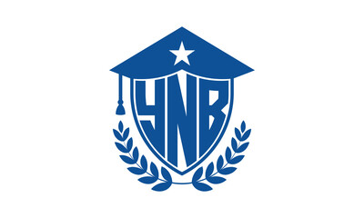 YNB three letter iconic academic logo design vector template. monogram, abstract, school, college, university, graduation cap symbol logo, shield, model, institute, educational, coaching canter, tech