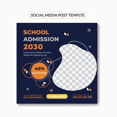 School admission by social media post banner template Design