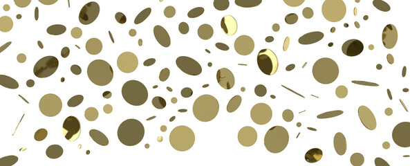 Gold confetti background, isolated on transparent background