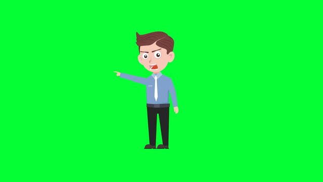 Cartoon character angry reaction background and 2d animation 4k, cartoon man, businessman, animated boy shouting gesture