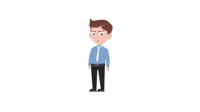 Cartoon character amazing reaction background and 2d animation 4k, cartoon man, businessman, animated boy shock reaction, open mouth