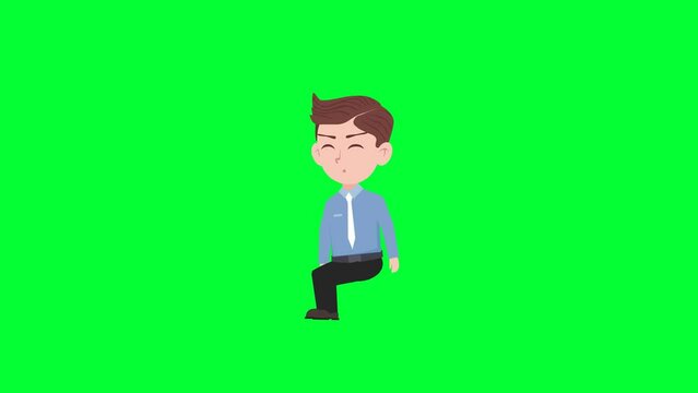 Cartoon character sit and talk reaction background and 2d animation 4k, cartoon man, businessman, animated boy