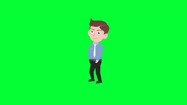 Cartoon character look up reaction background and 2d animation 4k, cartoon man, businessman looking up, animated boy