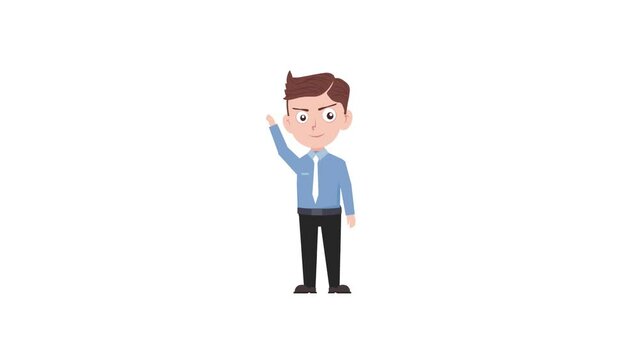 Cartoon character lift hands reaction background and 2d animation 4k, cartoon man, businessman lift hands, animated boy