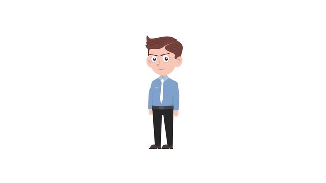 Cartoon character glance reaction background and 2d animation 4k, cartoon man, businessman, animated boy